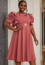 Plus Size Ruffle Sleeve Fashion High Waist Formal Party Dress Plus Size Ruffle Sleeve Fashion High Waist Formal Party Dress
