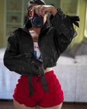 Women's Fashion Sexy Solid Color Pu Leather Jacket