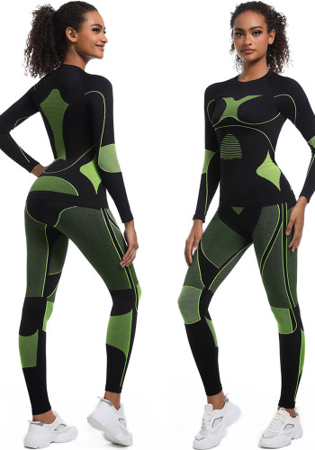 Women Seamless Tight Fitting High Stretch Long-Sleeved Sports Running Cycling Yoga Suit