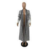 Women printed lips leopard print Long jacket