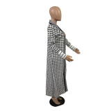 Women printed lips leopard print Long jacket