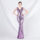 Plus Size Women Sequin Formal Party Maxi Evening Dress
