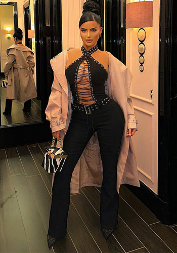 Women autumn Lace-Up sexy Jumpsuit