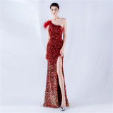 Plus Size Women Sequin Formal Party Maxi Evening Dress
