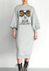 Women autumn and winter bubble sleeve beaded long-sleeved dress