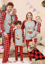 Christmas Family Wear home clothes plaid Patchwork print Pajama Set