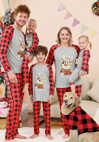 Christmas Family Wear home clothes plaid Patchwork print Pajama Set