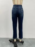 Women's Jeans Embroidered Slim Denim Trousers