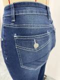 Women's Jeans Embroidered Slim Denim Trousers