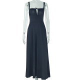 Mid-Length Solid Color Lace-Up Strap  Women's Asual Dress