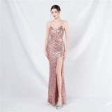Plus Size Women Sequin Formal Party Maxi Evening Dress