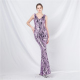 Plus Size Women Sequin Formal Party Maxi Evening Dress