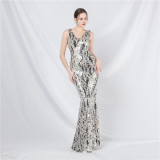 Plus Size Women Sequin Formal Party Maxi Evening Dress