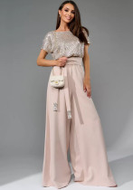 Spring One-Piece Sequin Fashion Short-Sleeved Casual Jumpsuit Spring One-Piece Sequin Fashion Short-Sleeved Casual Jumpsuit