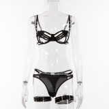 Women sexy hollow bow Lace-Up sexy lingerie Two Pieces