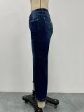 Women's Jeans Embroidered Slim Denim Trousers