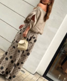 Women's Casual Slash Shoulder Top Printing Loose Pants Fashion 2-Piece Set