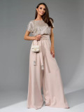 Spring One-Piece Sequin Fashion Short-Sleeved Casual Jumpsuit