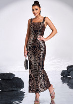 Chic Elegant Sleeveless Square Neck Sexy Maxi Sequin Formal Party Evening Dress Bridesmaid Dress Chic Elegant Sleeveless Square Neck Sexy Maxi Sequin Formal Party Evening Dress Bridesmaid Dress