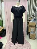Spring One-Piece Sequin Fashion Short-Sleeved Casual Jumpsuit