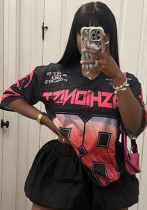 Fashion Women's Printed Ball Jersey T-Shirt Fashion Women's Printed Ball Jersey T-Shirt