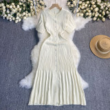 Women Short Sleeve Knitting Fishtail Maxi Dress