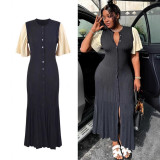 Women Short Sleeve Knitting Fishtail Maxi Dress