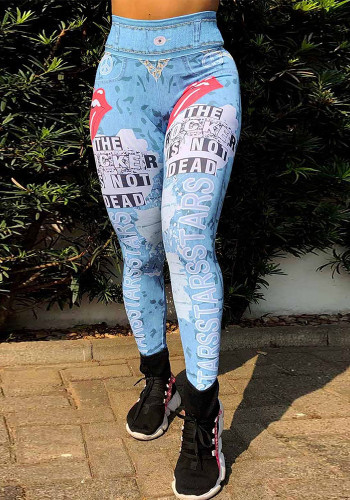 Women Letter Print Yoga Pants Fitness Pants