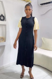 Women Short Sleeve Knitting Fishtail Maxi Dress