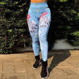 Women Letter Print Yoga Pants Fitness Pants