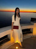 Women Short Sleeve Knitting Fishtail Maxi Dress