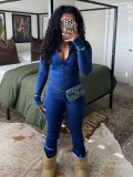 Women Sports Casual Zipper Top and Bell Bottom Pants Two-piece Set