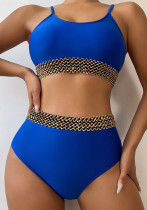 Two Pieces Solid Color Women's Swimsuit Sexy Low Back High Waist Bikini