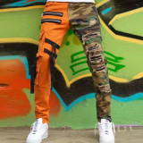 Men's Trendy Patch Webbing Ripped Zipper Denim Pants