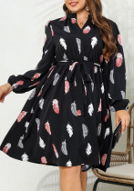 Autumn Long Sleeve Print Women Elegant Plus Size Dress Autumn Long Sleeve Print Women Elegant Plus Size Dress