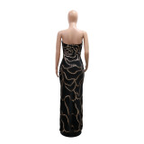 V-Neck Strapless Luxury Sequin Formal Party Long Dress