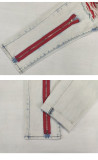 Men's Trendy Patch Webbing Ripped Zipper Denim Pants