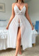 Sexy See-Through Lace Mesh Strap Slit Night Dress