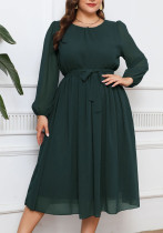 Long Sleeve Plus Size Women's Solid Chiffon Dress Long Sleeve Plus Size Women's Solid Chiffon Dress