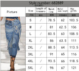 High Waist Women's Denim Pants Ripped Lace Trend Tight Jeans