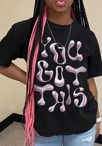 Women's Short Sleeve Print Trendy T-Shirt
