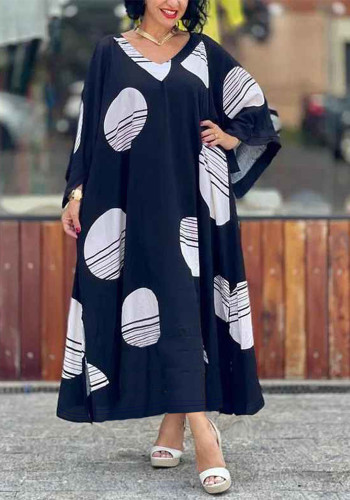 Women's Plus Size Casual Loose V-Neck Fashion Dress