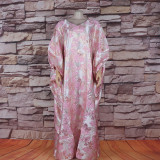 African Mother Loose Long Gown Bubu Bat Sleeves Robe Dress With Headscarf