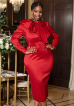 African Fashion Solid Color Women's Plus Size Ruffled Elegant Midi Dresses African Fashion Solid Color Women's Plus Size Ruffled Elegant Midi Dresses