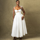 Women's Fashion Solid Color Dress Strap A-Lin Dress