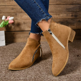 Plus Size Women autumn and winter suede side zipper short boots