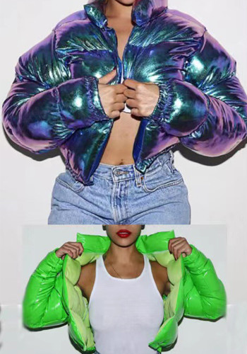 Women zippered padded coat