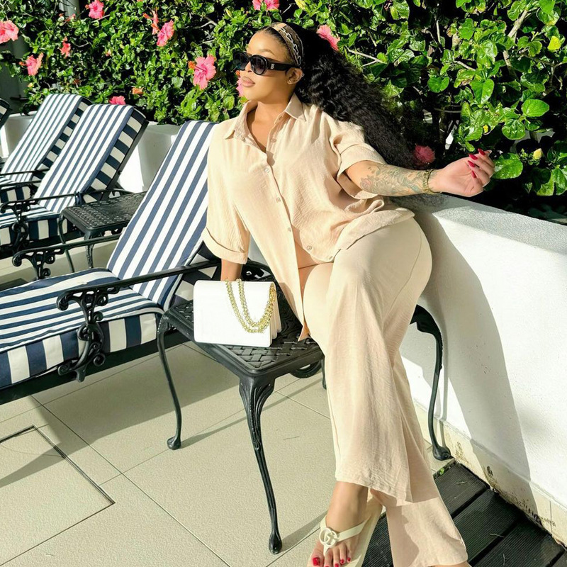 Women African Casual Short-sleeved shirt and trousers two-piece suit