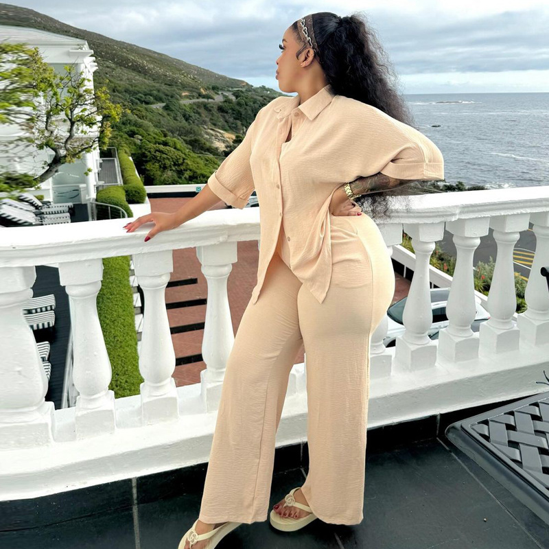 Women African Casual Short-sleeved shirt and trousers two-piece suit