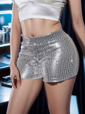 Women sexy stretch sequin shorts